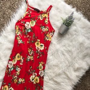 Floral red maxi dress